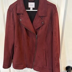 Old Navy Women's Deep Red Burgundy faux suede Jacket XL